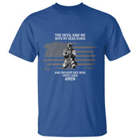 Soldier Skull Christian Faith Quote T Shirt The Devil Saw Me With My Head Down And Thought He'd Won