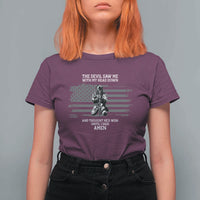 Soldier Skull Christian Faith Quote T Shirt For Women The Devil Saw Me With My Head Down And Thought He'd Won