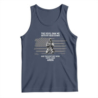Soldier Skull Christian Faith Quote Tank Top The Devil Saw Me With My Head Down And Thought He'd Won