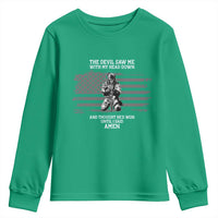 Soldier Skull Christian Faith Quote Youth Sweatshirt The Devil Saw Me With My Head Down And Thought He'd Won
