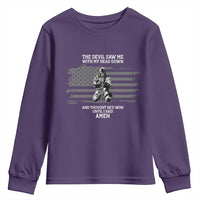 Soldier Skull Christian Faith Quote Youth Sweatshirt The Devil Saw Me With My Head Down And Thought He'd Won