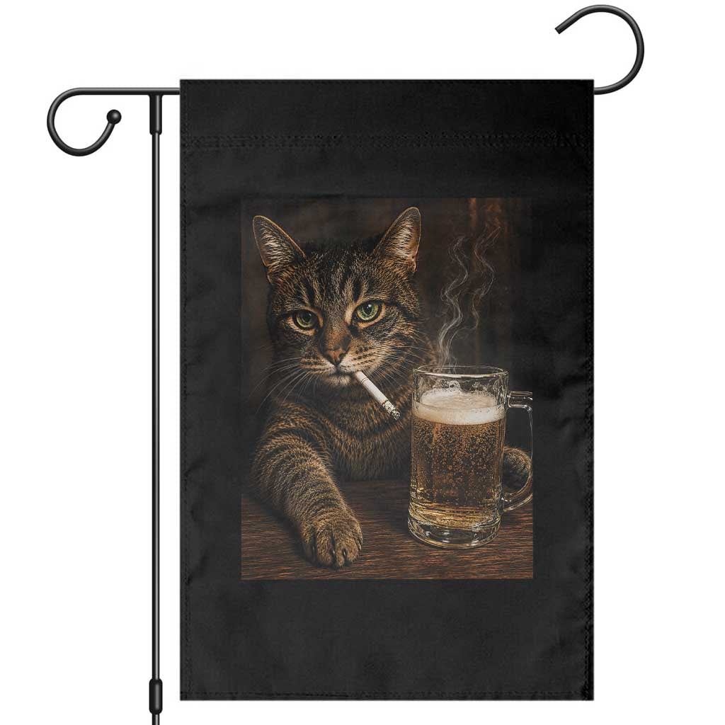 Funny Smoking Cat Garden Flag Cigarette Kitty Beer Lover