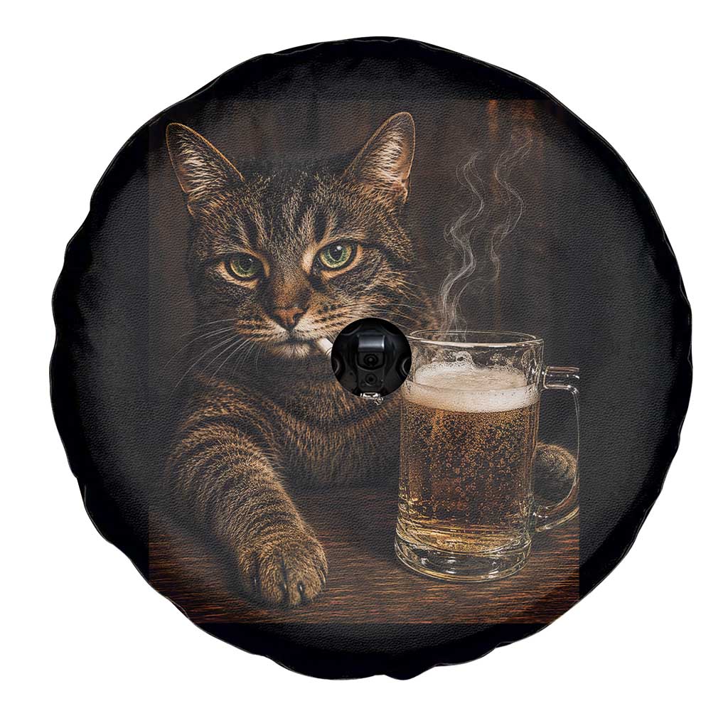 Funny Smoking Cat Spare Tire Cover Cigarette Kitty Beer Lover