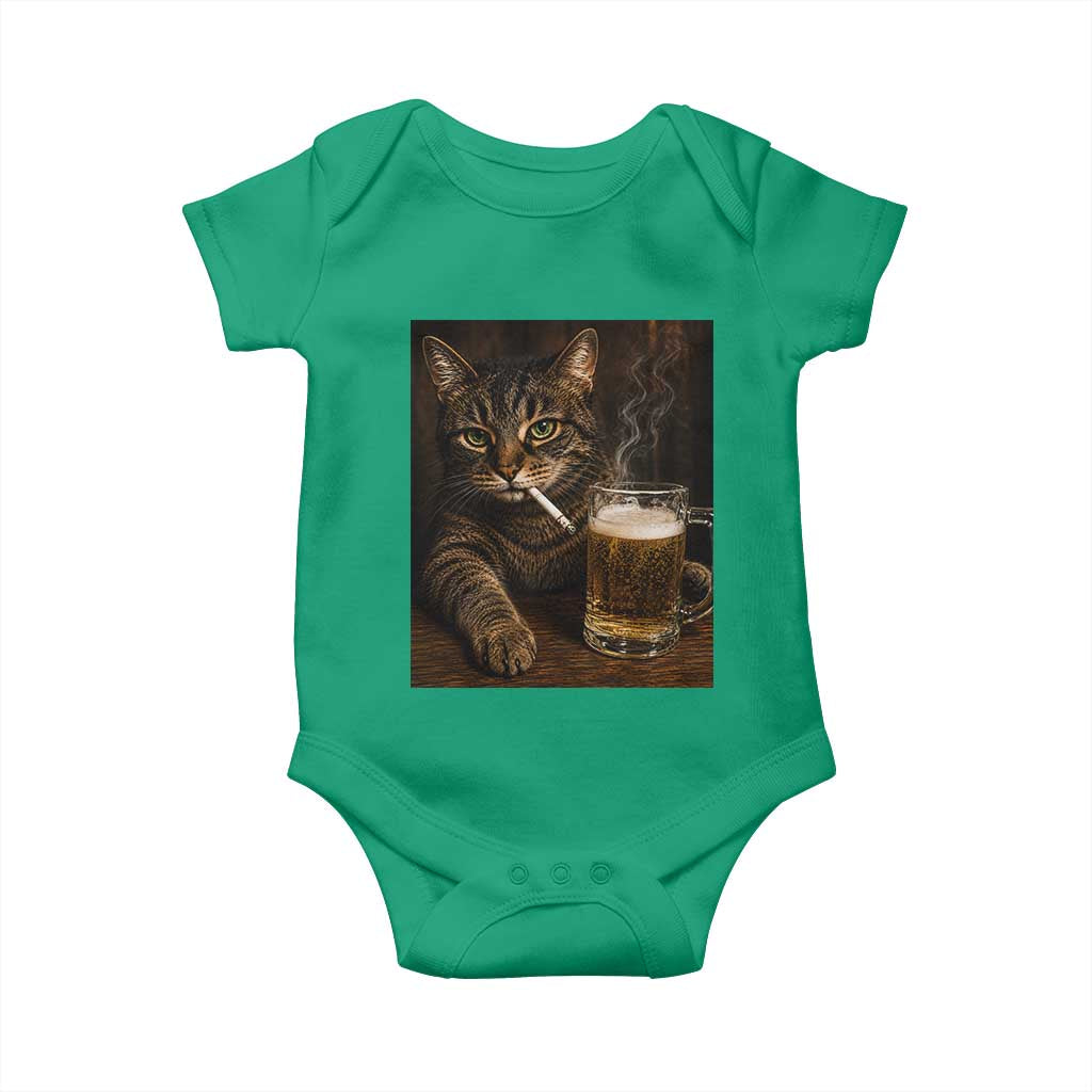 Funny Smoking Cat Baby Onesie Cigarette Kitty Beer Lover