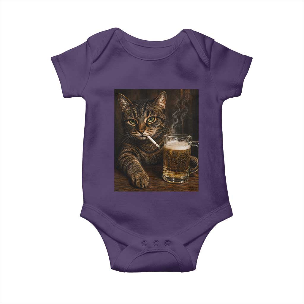 Funny Smoking Cat Baby Onesie Cigarette Kitty Beer Lover