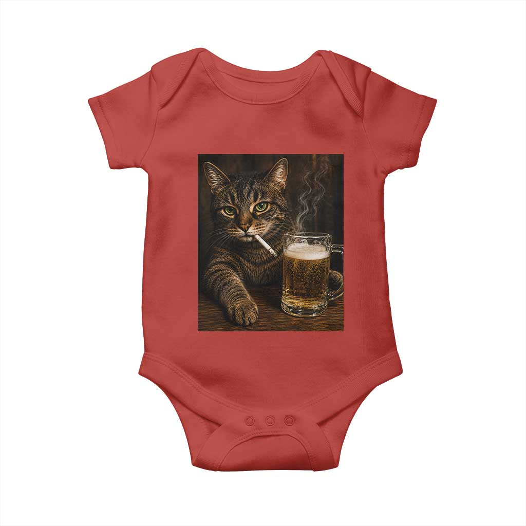 Funny Smoking Cat Baby Onesie Cigarette Kitty Beer Lover