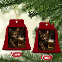 Funny Smoking Cat Ceramic Ornament Cigarette Kitty Beer Lover