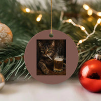 Funny Smoking Cat Ceramic Ornament Cigarette Kitty Beer Lover