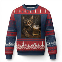 Funny Smoking Cat Ugly Christmas Sweater Cigarette Kitty Beer Lover