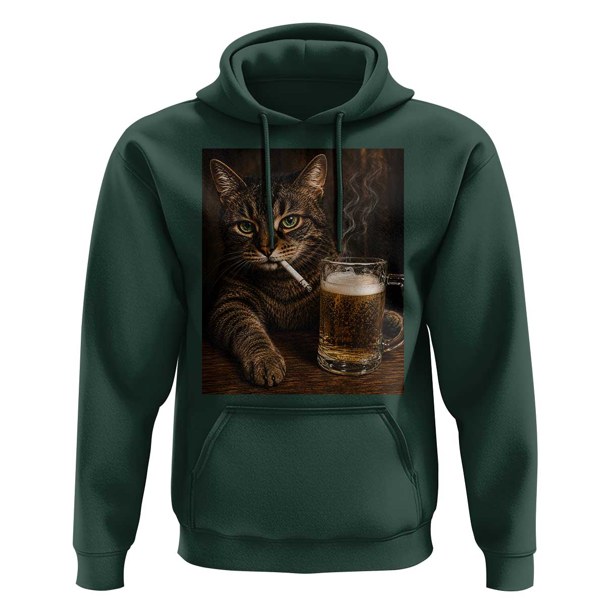 Funny Smoking Cat Hoodie Cigarette Kitty Beer Lover