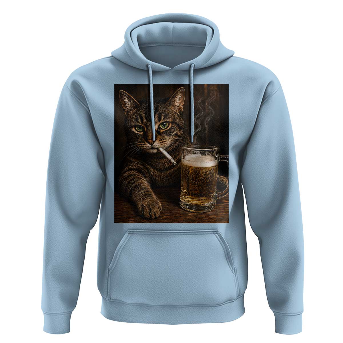 Funny Smoking Cat Hoodie Cigarette Kitty Beer Lover