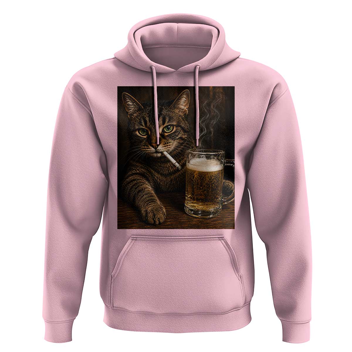 Funny Smoking Cat Hoodie Cigarette Kitty Beer Lover