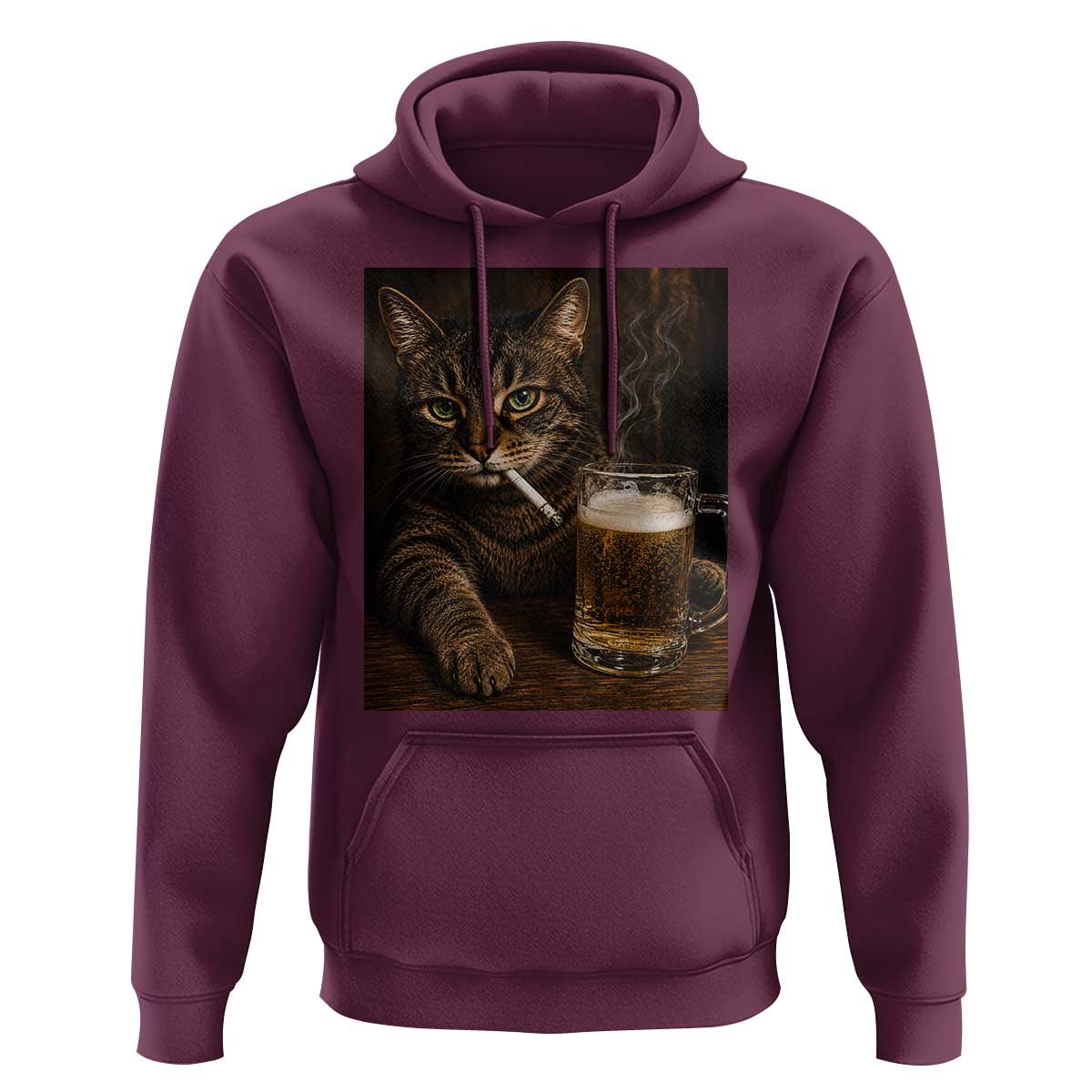 Funny Smoking Cat Hoodie Cigarette Kitty Beer Lover