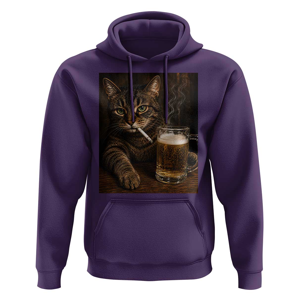 Funny Smoking Cat Hoodie Cigarette Kitty Beer Lover