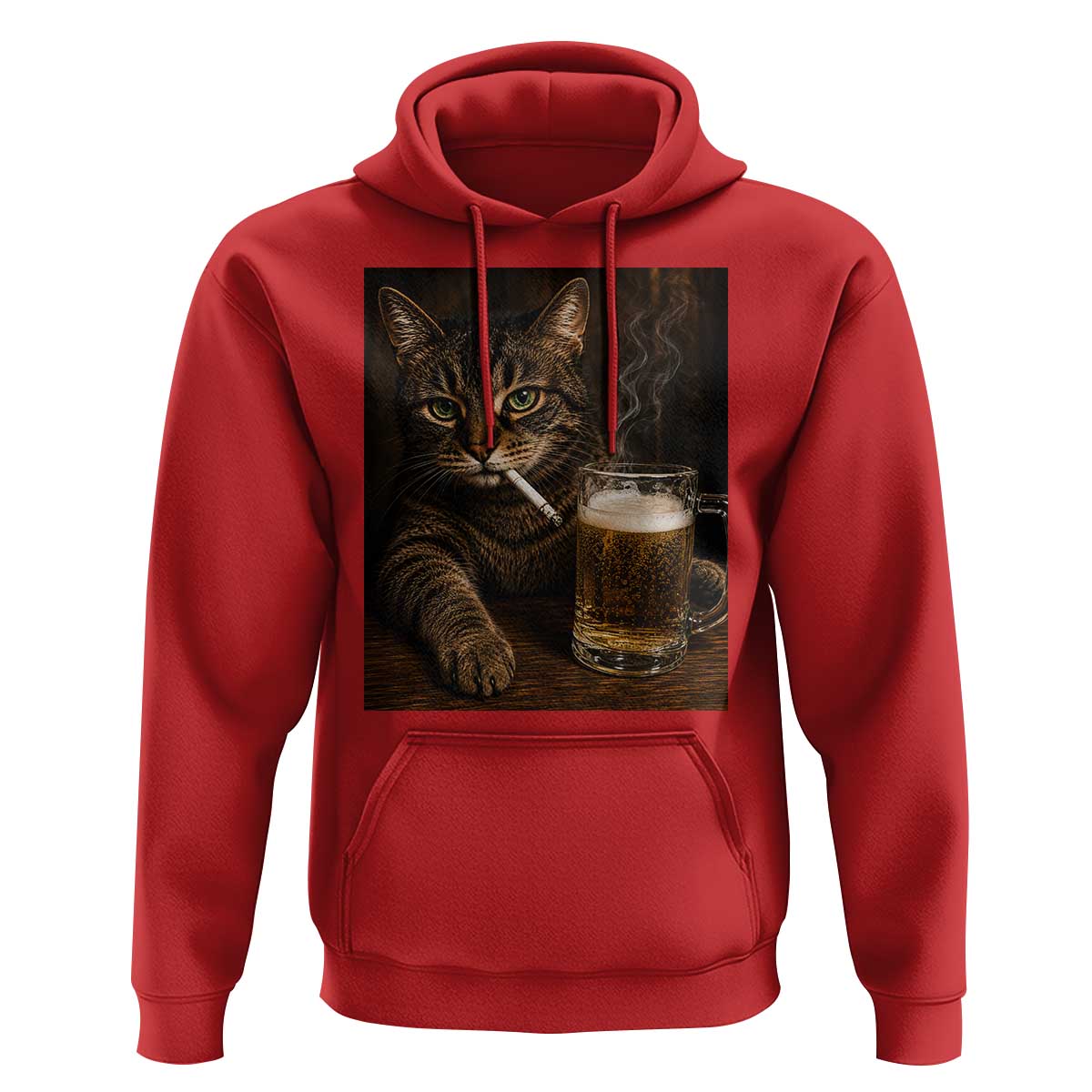 Funny Smoking Cat Hoodie Cigarette Kitty Beer Lover