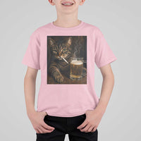 Funny Smoking Cat T Shirt For Kid Cigarette Kitty Beer Lover