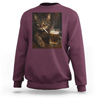 Funny Smoking Cat Sweatshirt Cigarette Kitty Beer Lover