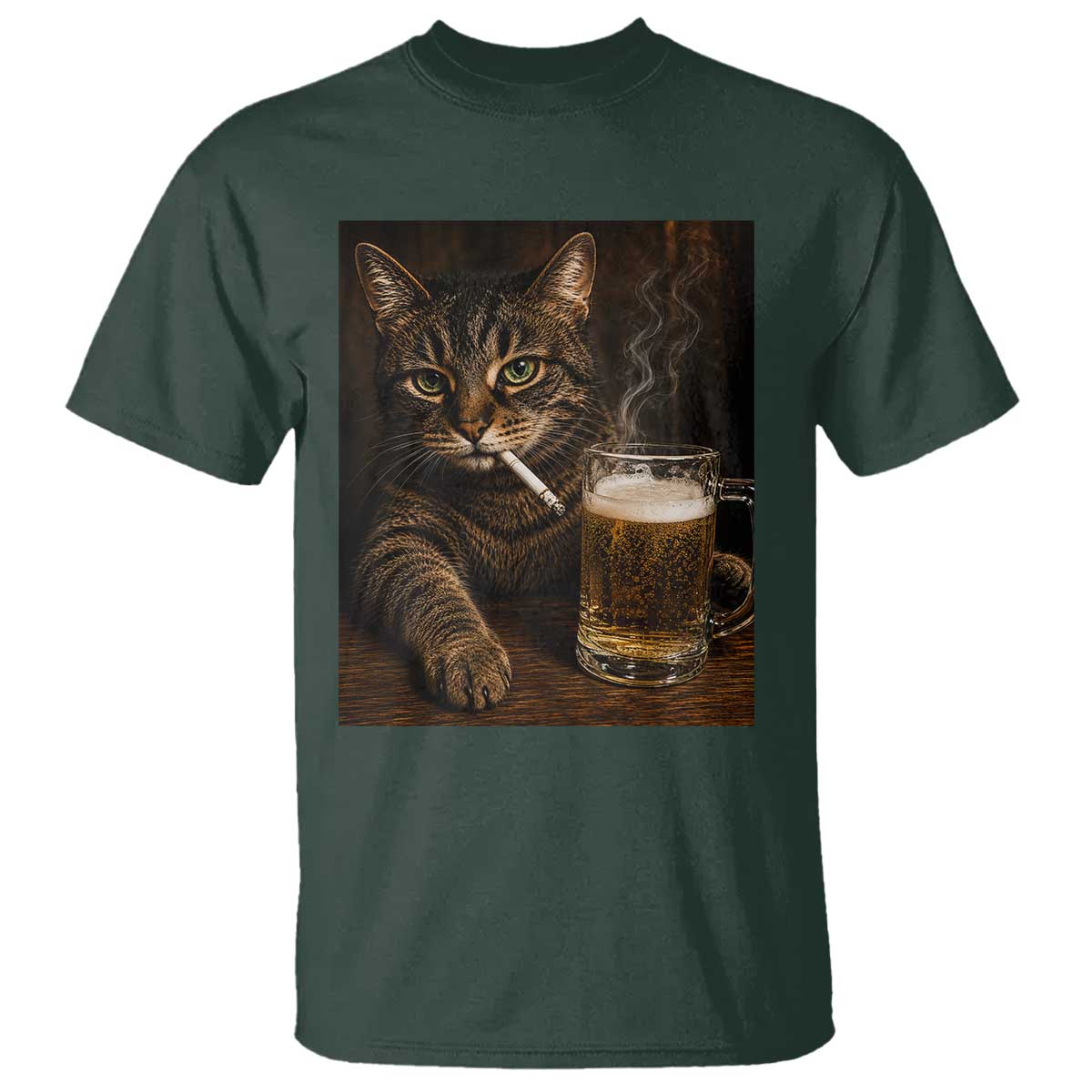 Funny Smoking Cat T Shirt Cigarette Kitty Beer Lover
