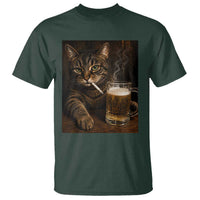 Funny Smoking Cat T Shirt Cigarette Kitty Beer Lover