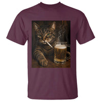 Funny Smoking Cat T Shirt Cigarette Kitty Beer Lover