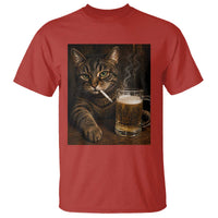 Funny Smoking Cat T Shirt Cigarette Kitty Beer Lover