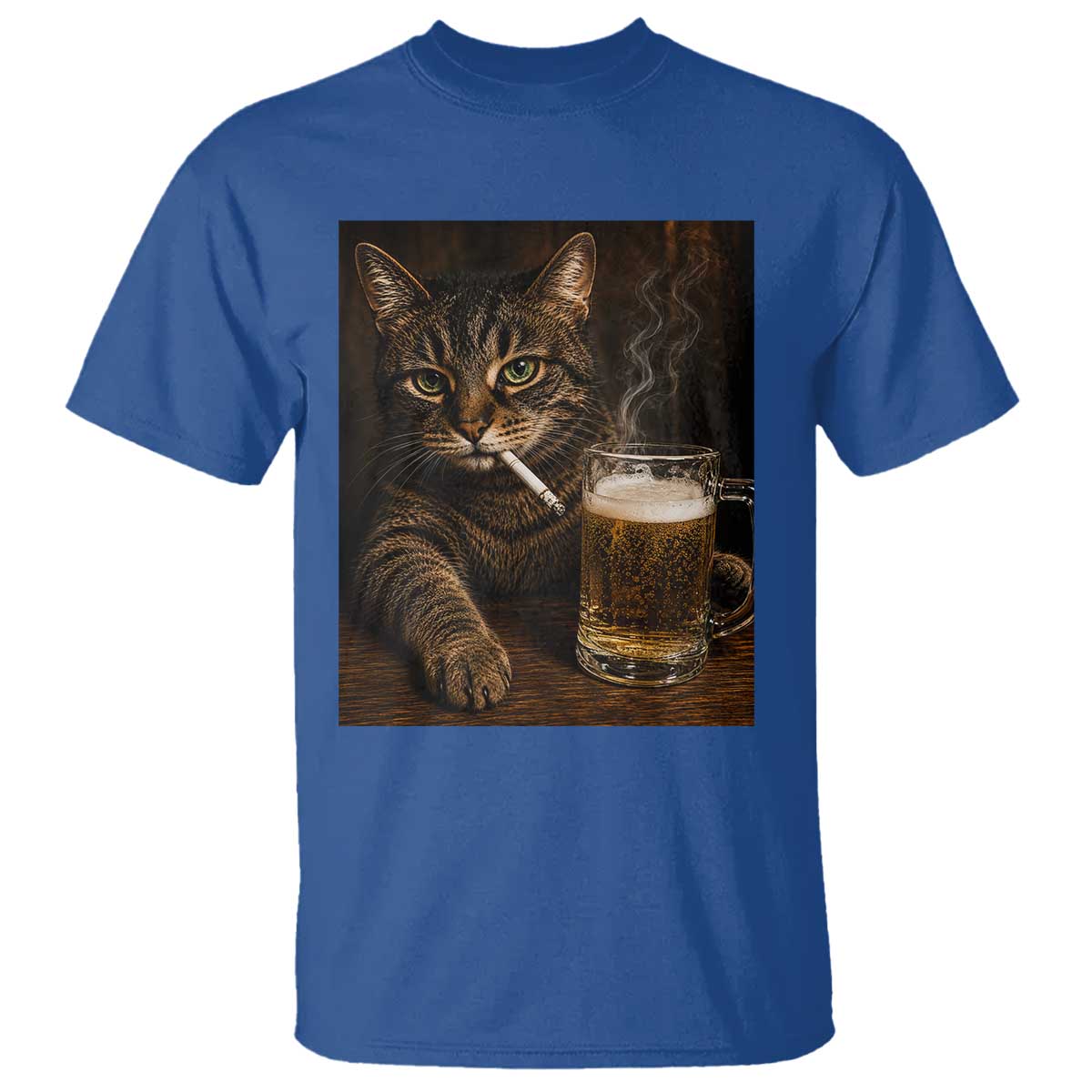 Funny Smoking Cat T Shirt Cigarette Kitty Beer Lover