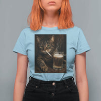 Funny Smoking Cat T Shirt For Women Cigarette Kitty Beer Lover