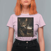 Funny Smoking Cat T Shirt For Women Cigarette Kitty Beer Lover