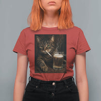 Funny Smoking Cat T Shirt For Women Cigarette Kitty Beer Lover