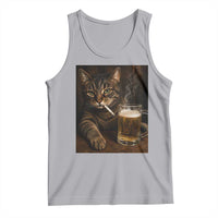 Funny Smoking Cat Tank Top Cigarette Kitty Beer Lover