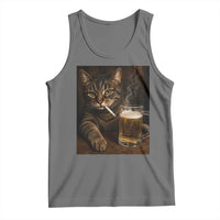 Funny Smoking Cat Tank Top Cigarette Kitty Beer Lover