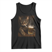 Funny Smoking Cat Tank Top Cigarette Kitty Beer Lover