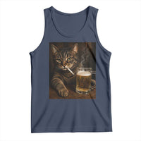 Funny Smoking Cat Tank Top Cigarette Kitty Beer Lover