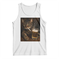 Funny Smoking Cat Tank Top Cigarette Kitty Beer Lover