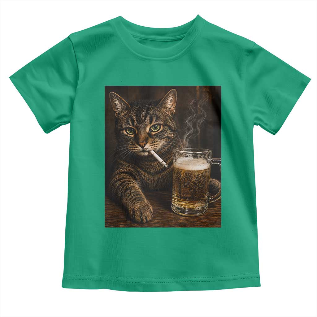 Funny Smoking Cat Toddler T Shirt Cigarette Kitty Beer Lover