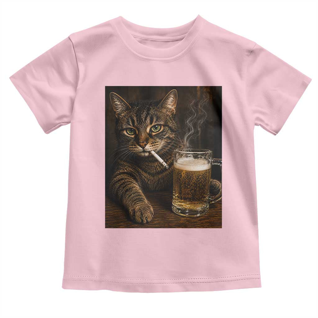 Funny Smoking Cat Toddler T Shirt Cigarette Kitty Beer Lover