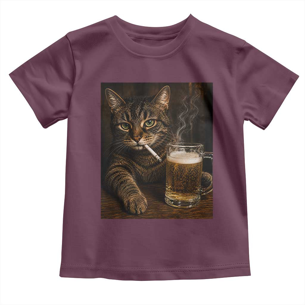 Funny Smoking Cat Toddler T Shirt Cigarette Kitty Beer Lover
