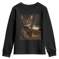 Funny Smoking Cat Youth Sweatshirt Cigarette Kitty Beer Lover