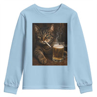 Funny Smoking Cat Youth Sweatshirt Cigarette Kitty Beer Lover