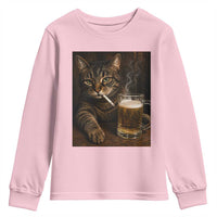 Funny Smoking Cat Youth Sweatshirt Cigarette Kitty Beer Lover