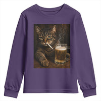 Funny Smoking Cat Youth Sweatshirt Cigarette Kitty Beer Lover