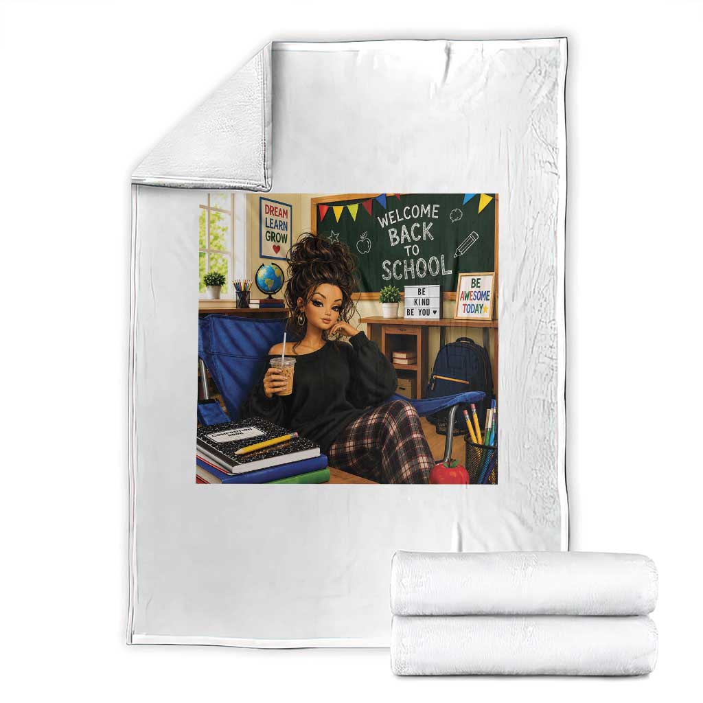 Funny Back To School Doll Face Meme Throw Blanket Coffee Teacher Gift
