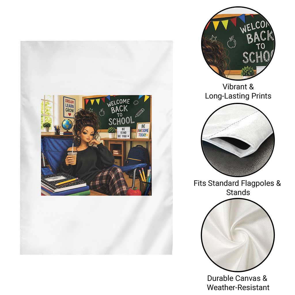 Funny Back To School Doll Face Meme Garden Flag Coffee Teacher Gift