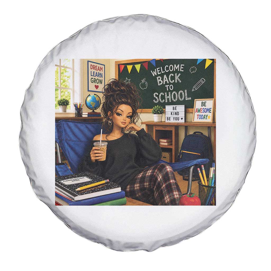 Funny Back To School Doll Face Meme Spare Tire Cover Coffee Teacher Gift