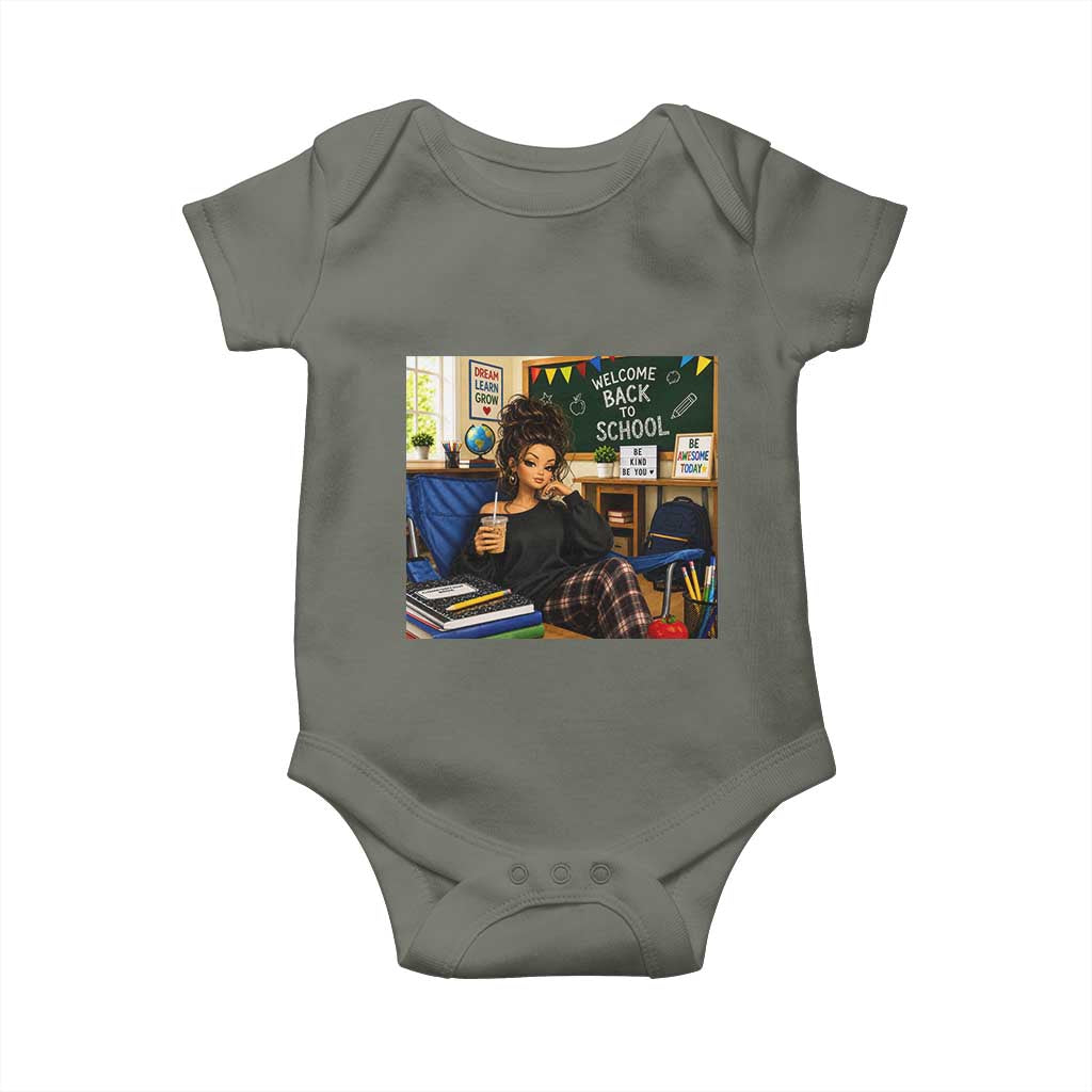 Funny Back To School Doll Face Meme Baby Onesie Coffee Teacher Gift