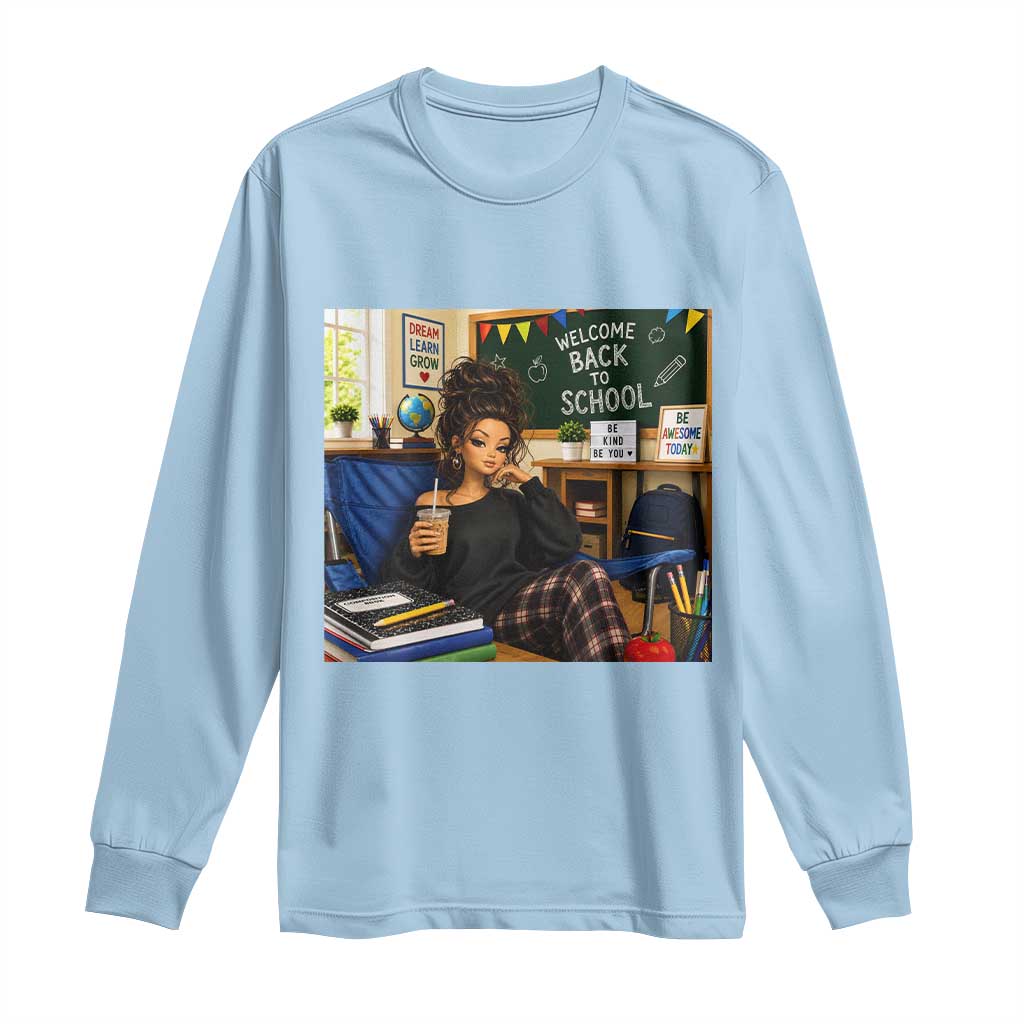 Funny Back To School Doll Face Meme Long Sleeve Shirt Coffee Teacher Gift