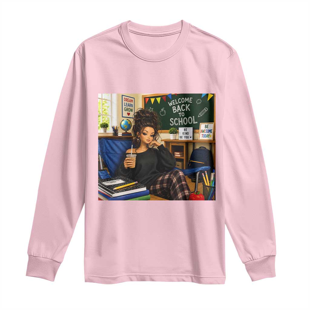 Funny Back To School Doll Face Meme Long Sleeve Shirt Coffee Teacher Gift