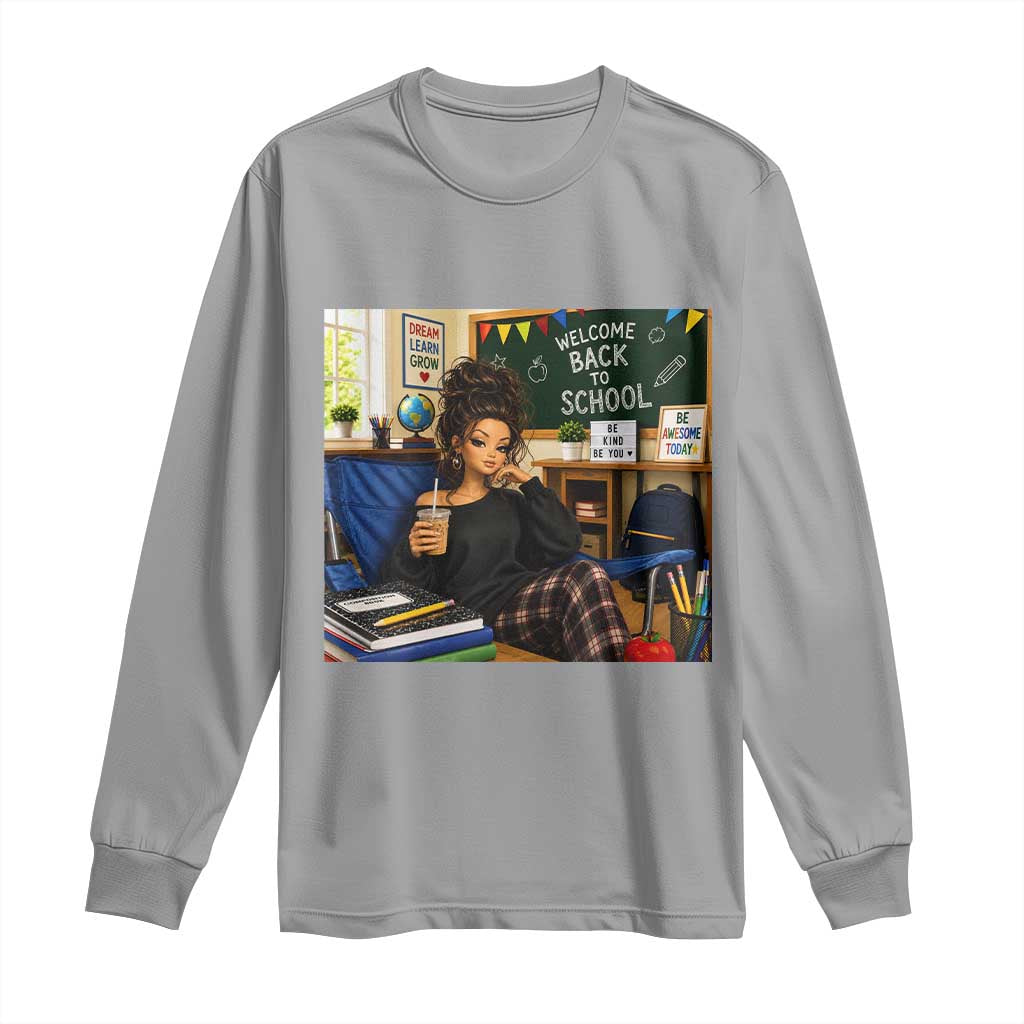 Funny Back To School Doll Face Meme Long Sleeve Shirt Coffee Teacher Gift