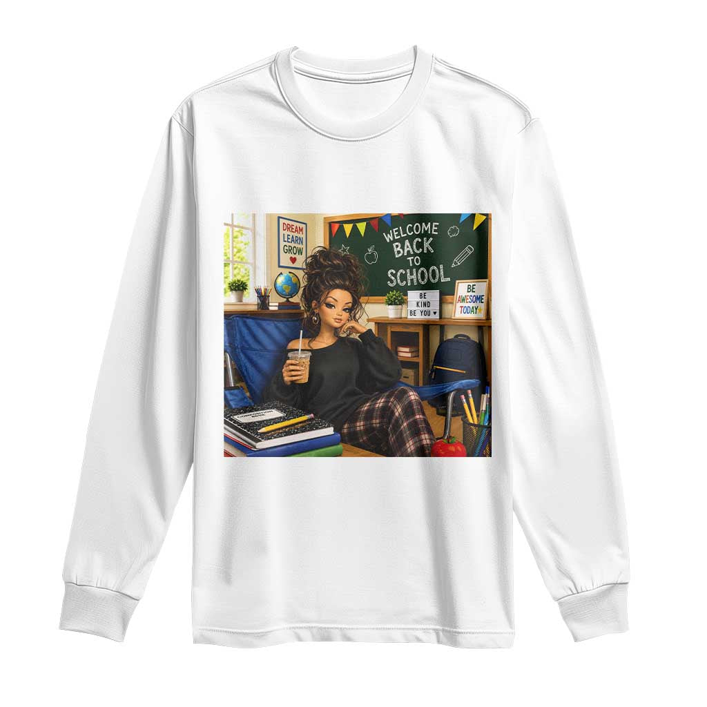 Funny Back To School Doll Face Meme Long Sleeve Shirt Coffee Teacher Gift