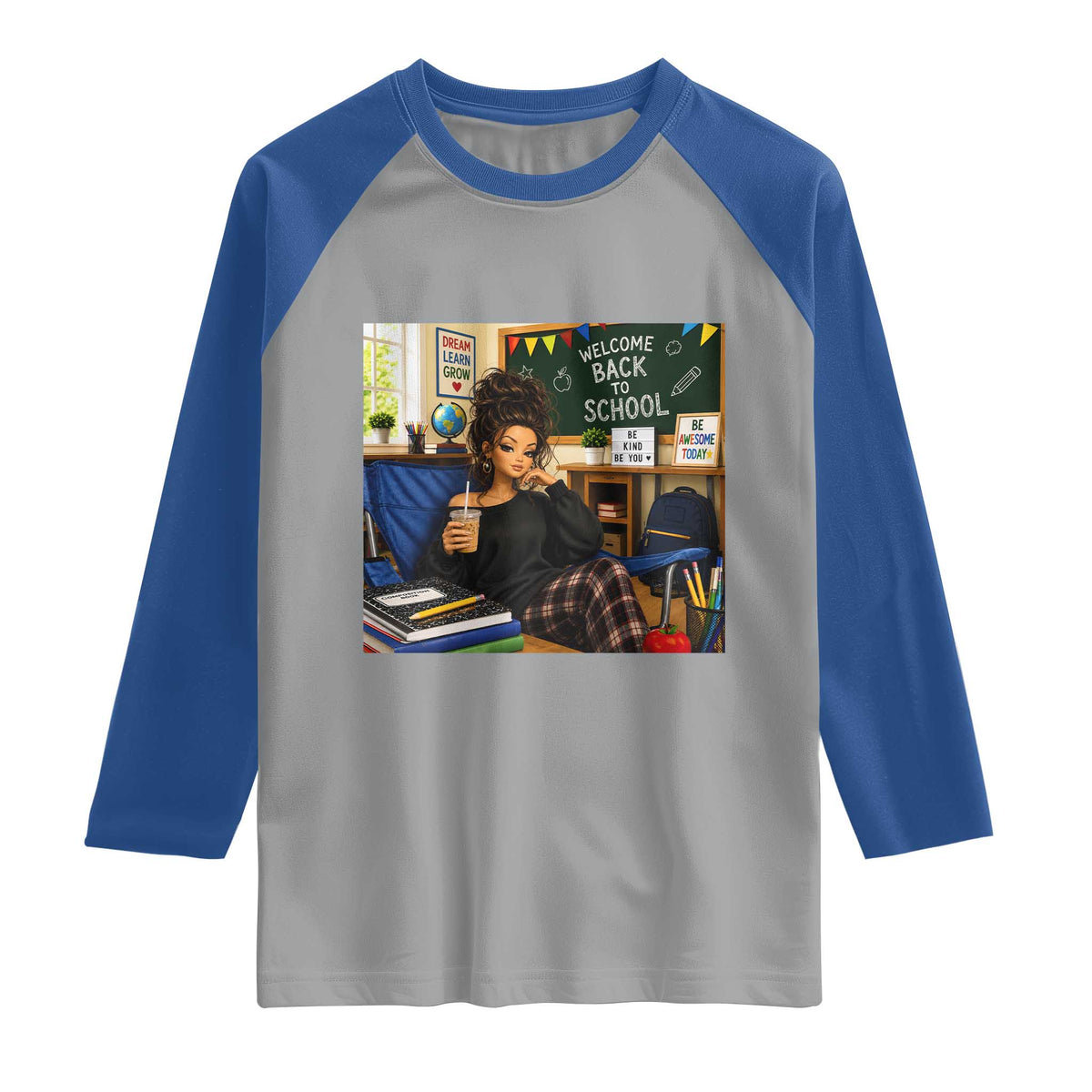 Funny Back To School Doll Face Meme Raglan Shirt Coffee Teacher Gift